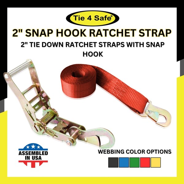 2" x 10' Ratchet Strap w/Snap Hook for Car Hauler Flatbed Trailer Wrecker Red, 10PK